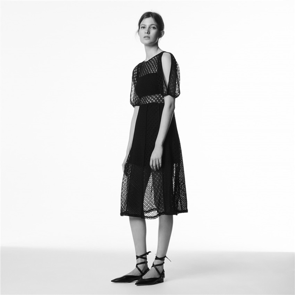 Sandro Black Guipure Midi Dress - sz 36 / small